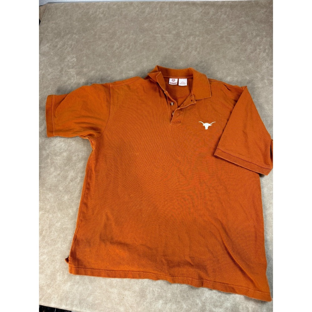 University Co-Op Mens Texas Longhorns Short Sleeve Pullover Orange Polo Shirt XL